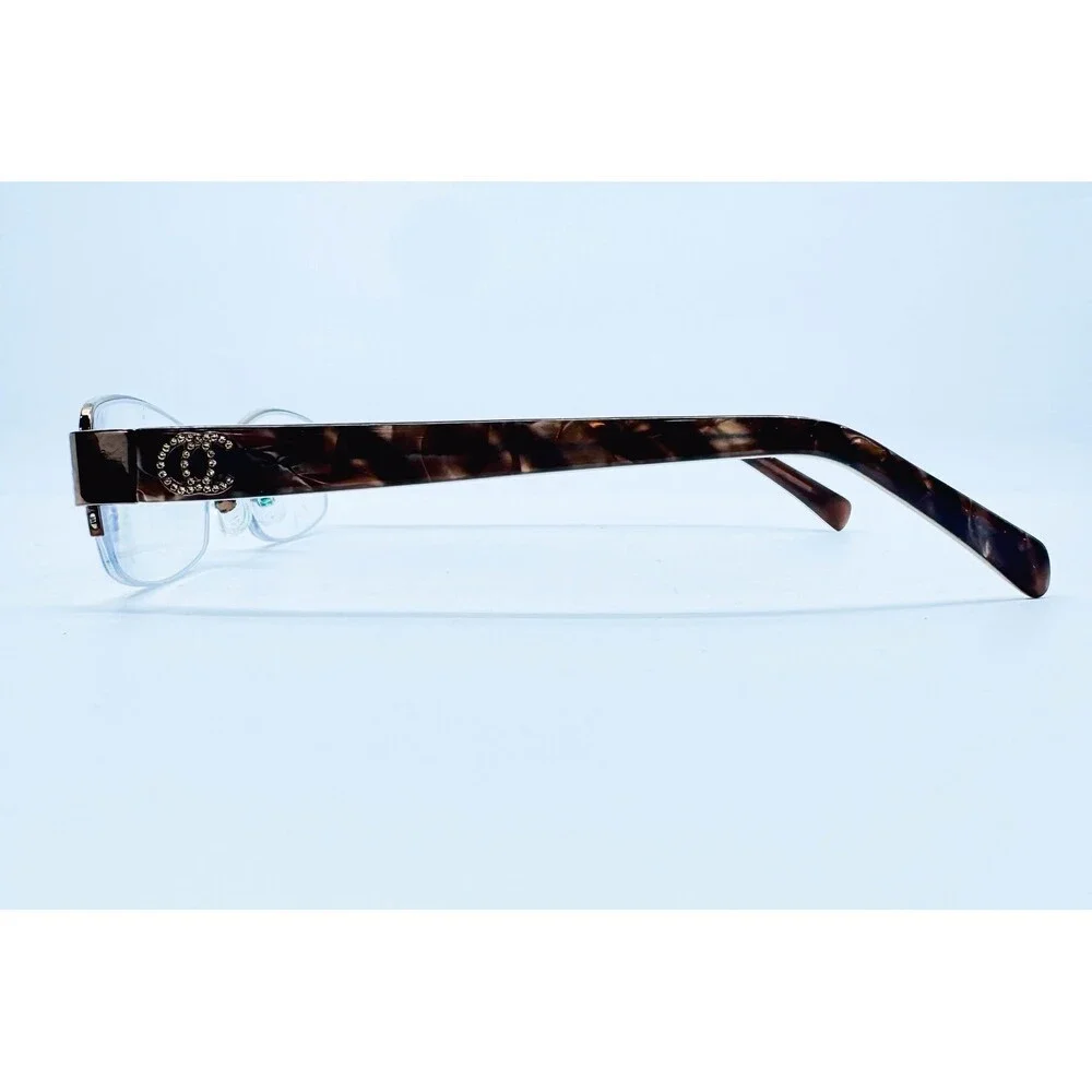 Oleg Cassini Eyeglasses Women Brown Semi-Rimless Rhinestone OCO326 53-18-135